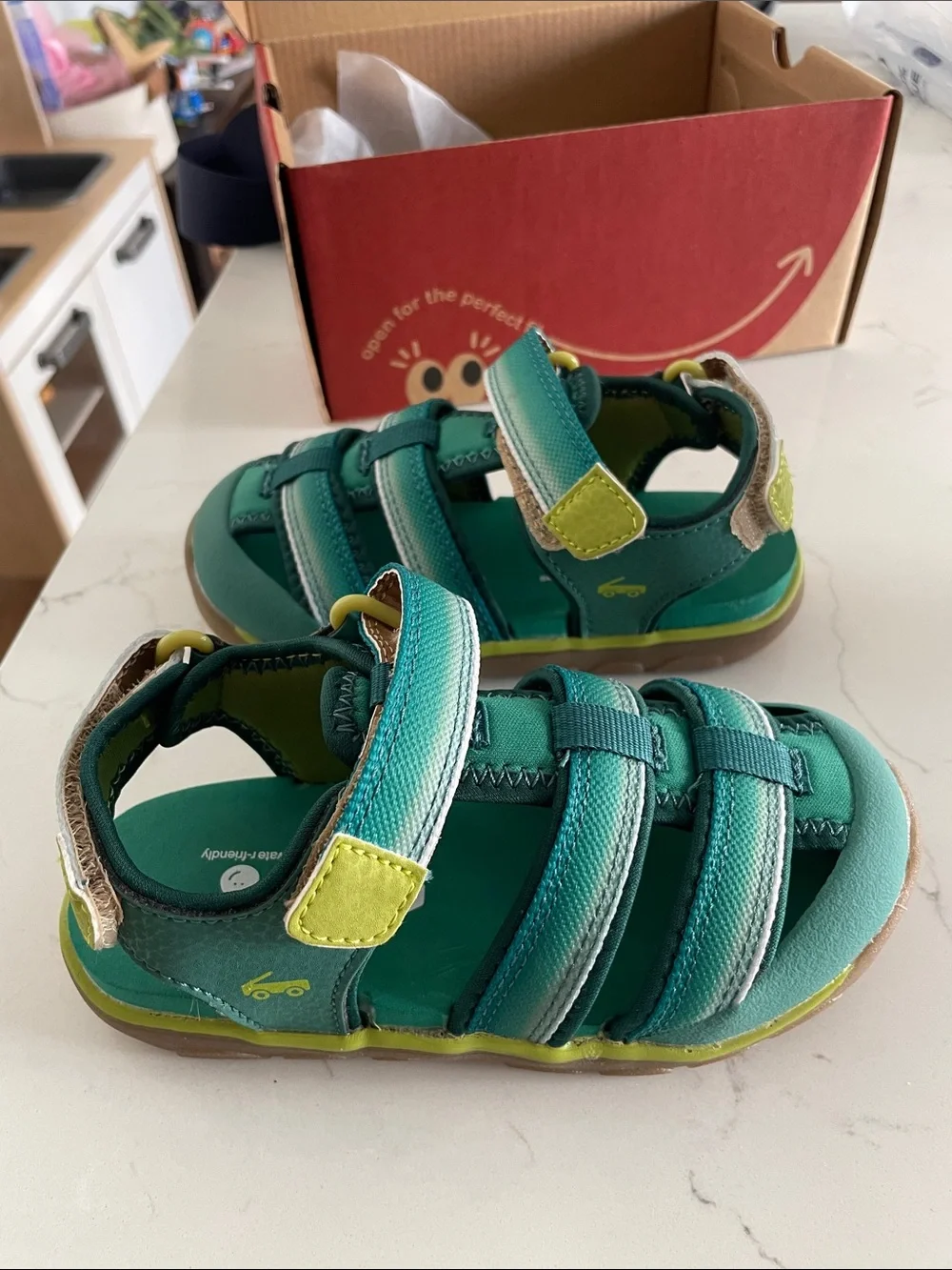See Kai Run Green Teal Sandals with Lime Accents - NEW in Box